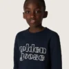 Sudadera para niños «Journey» en mezcla de algodón azul con logotipo en contraste