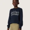 Sudadera para niños «Journey» en mezcla de algodón azul con logotipo en contraste