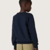 Sudadera para niños «Journey» en mezcla de algodón azul con logotipo en contraste