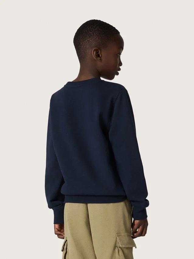 Sudadera para niños «Journey» en mezcla de algodón azul con logotipo en contraste