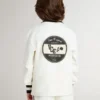 Sudadera polo infantil de algodón blanco con bordado en el pecho y estampado en la espalda