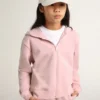 Sudadera rosa con capucha y estrellas plateadas brillantes