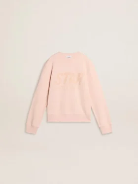 Sudadera rosa para niñas con letras rosas en la parte delantera
