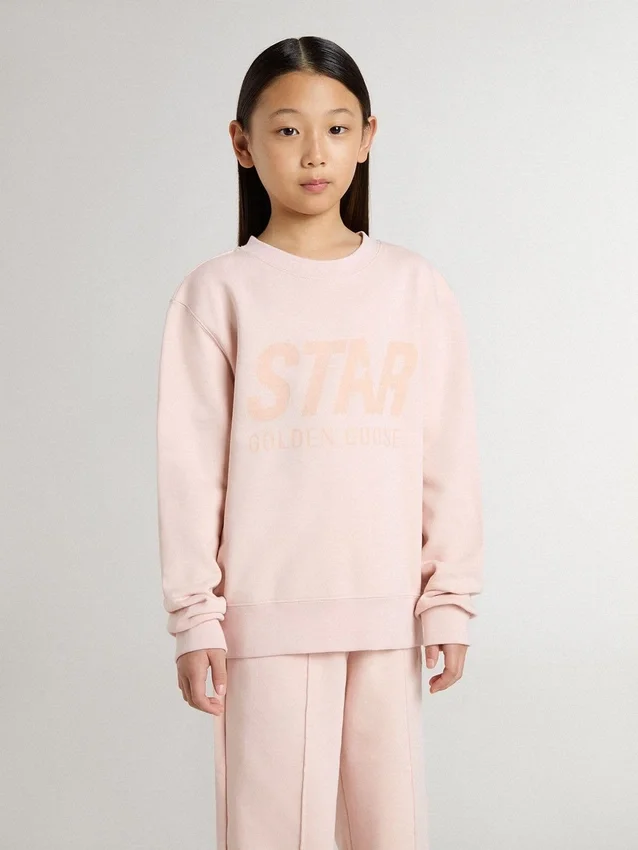 Sudadera rosa para niñas con letras rosas en la parte delantera