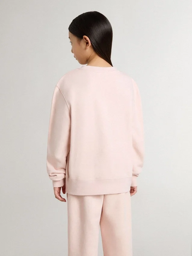 Sudadera rosa para niñas con letras rosas en la parte delantera