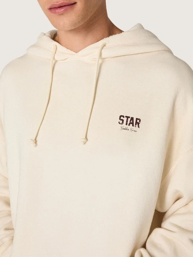 Sudadera unisex con capucha «Star» de algodón blanco con estampado del logotipo