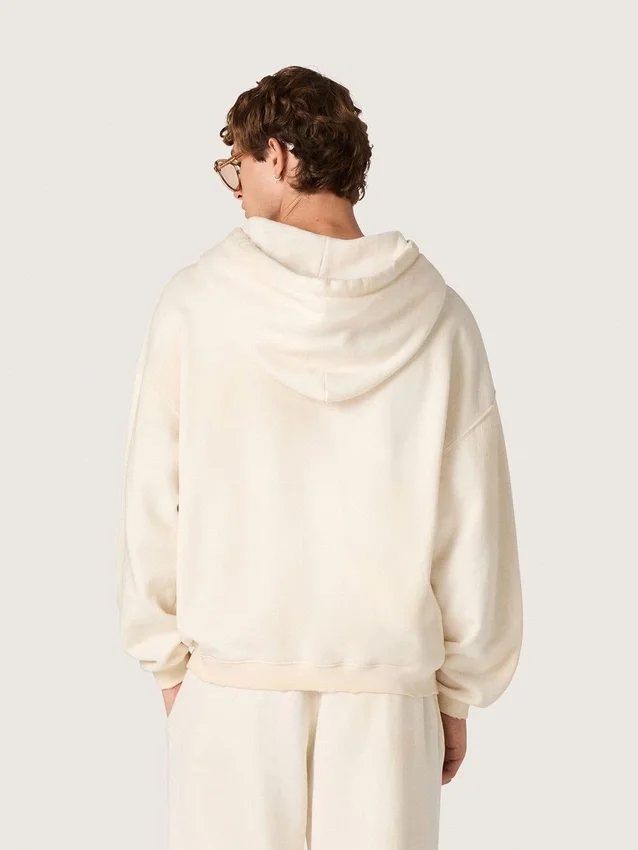Sudadera unisex con capucha «Star» de algodón blanco con estampado del logotipo