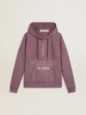 Sudadera unisex de algodón en color malva con estampado en la parte delantera