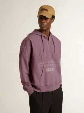 Sudadera unisex de algodón en color malva con estampado en la parte delantera