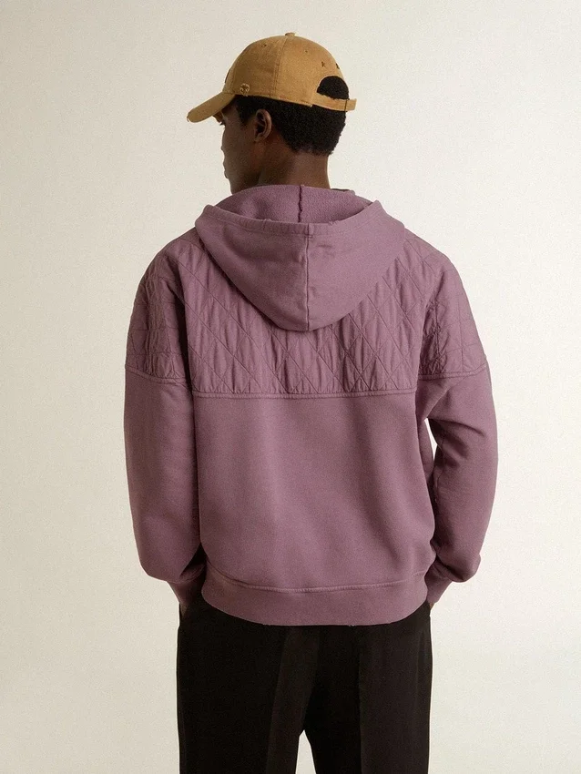 Sudadera unisex de algodón en color malva con estampado en la parte delantera