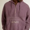 Sudadera unisex de algodón en color malva con estampado en la parte delantera