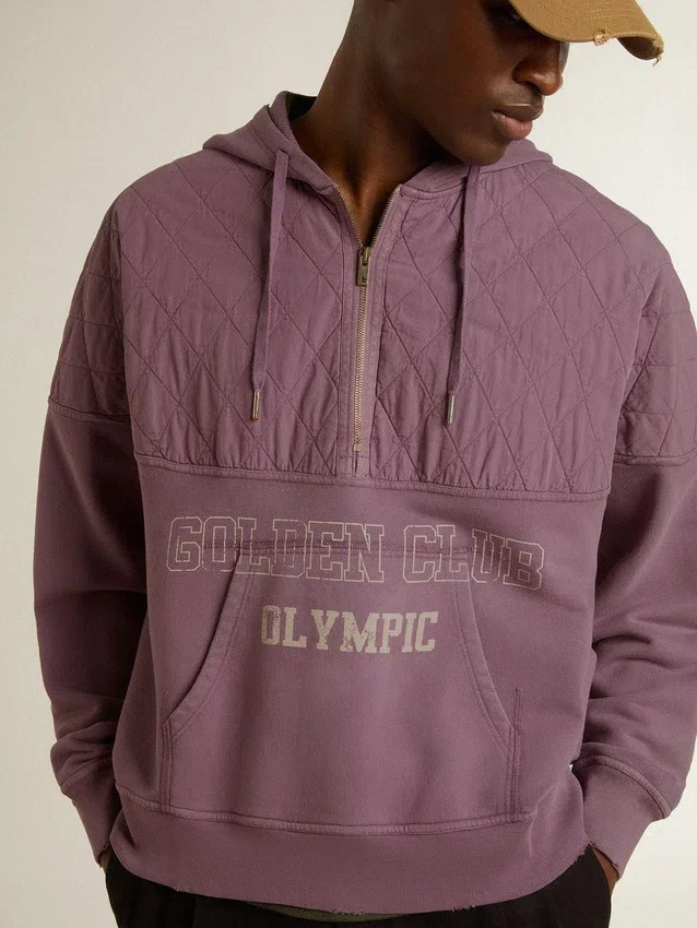 Sudadera unisex de algodón en color malva con estampado en la parte delantera