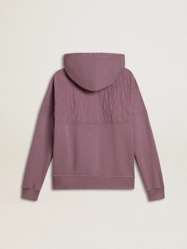Sudadera unisex de algodón en color malva con estampado en la parte delantera