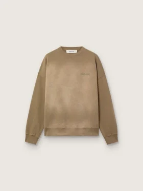 Sudadera unisex de algodón en tono verde militar con efecto desgastado y logotipo bordado