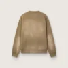 Sudadera unisex de algodón en tono verde militar con efecto desgastado y logotipo bordado