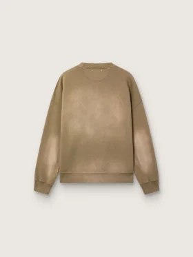 Sudadera unisex de algodón en tono verde militar con efecto desgastado y logotipo bordado