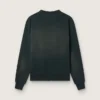 Sudadera unisex de algodón negro desgastado con logotipo bordado