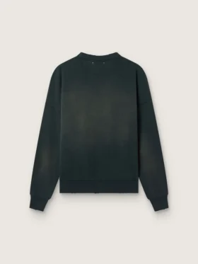 Sudadera unisex de algodón negro desgastado con logotipo bordado