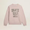 Sudadera unisex de cuello redondo en rosa antiguo con estampado del logotipo en verde