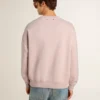 Sudadera unisex de cuello redondo en rosa antiguo con estampado del logotipo en verde