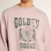 Sudadera unisex de cuello redondo en rosa antiguo con estampado del logotipo en verde