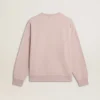 Sudadera unisex de cuello redondo en rosa antiguo con estampado del logotipo en verde