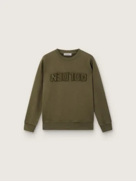 Sudadera unisex de Golden en algodón verde militar con logotipo invertido