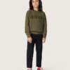 Sudadera unisex de Golden en algodón verde militar con logotipo invertido