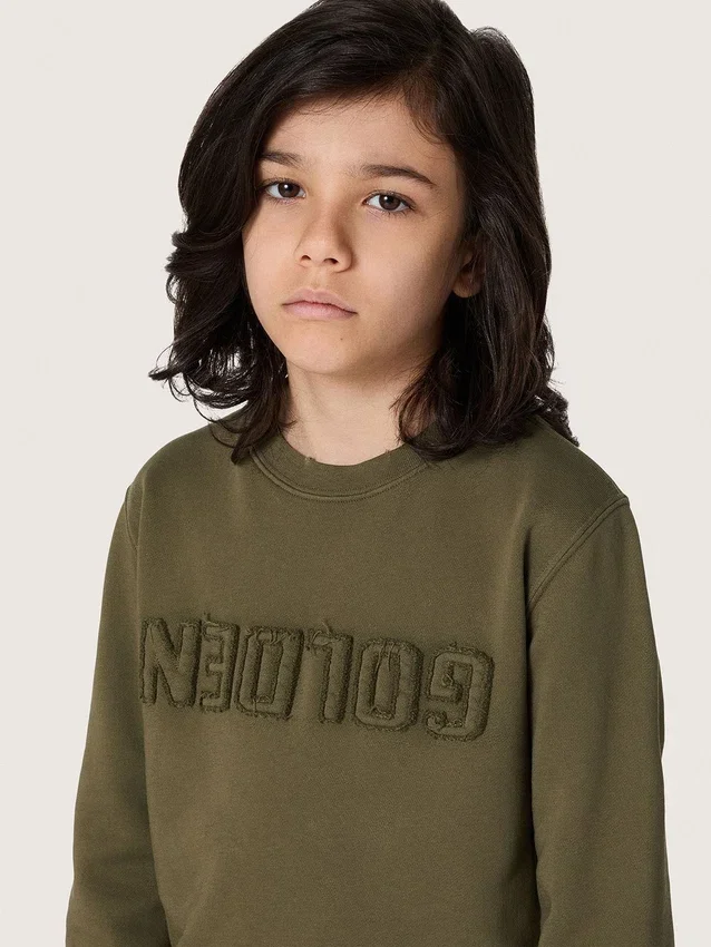 Sudadera unisex de Golden en algodón verde militar con logotipo invertido