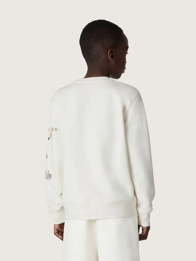 Sudadera unisex «Journey» en mezcla de algodón blanco con estampado de garabatos