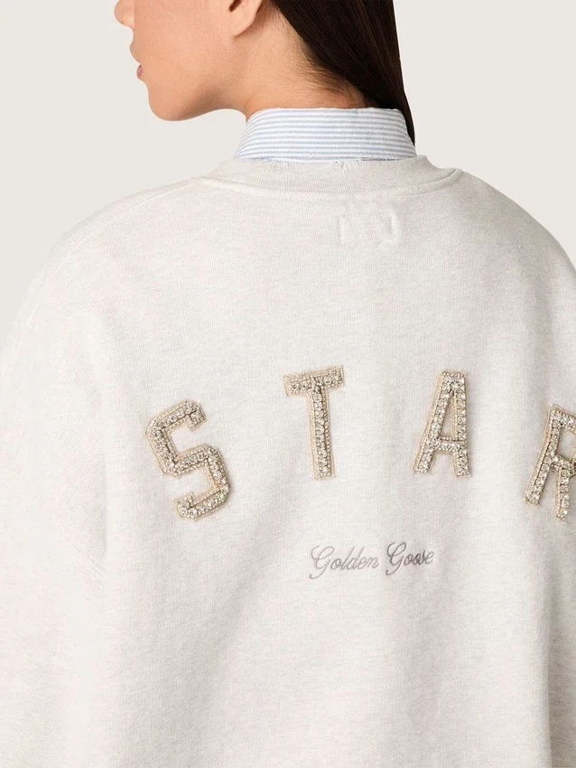 Sudadera unisex «Star» de algodón gris con bordados y cristales