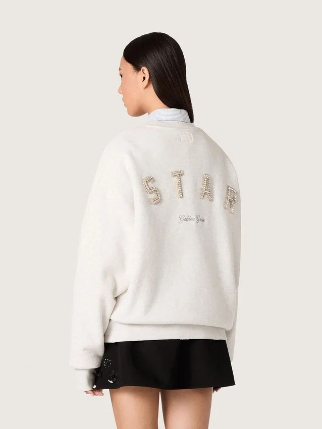 Sudadera unisex «Star» de algodón gris con bordados y cristales