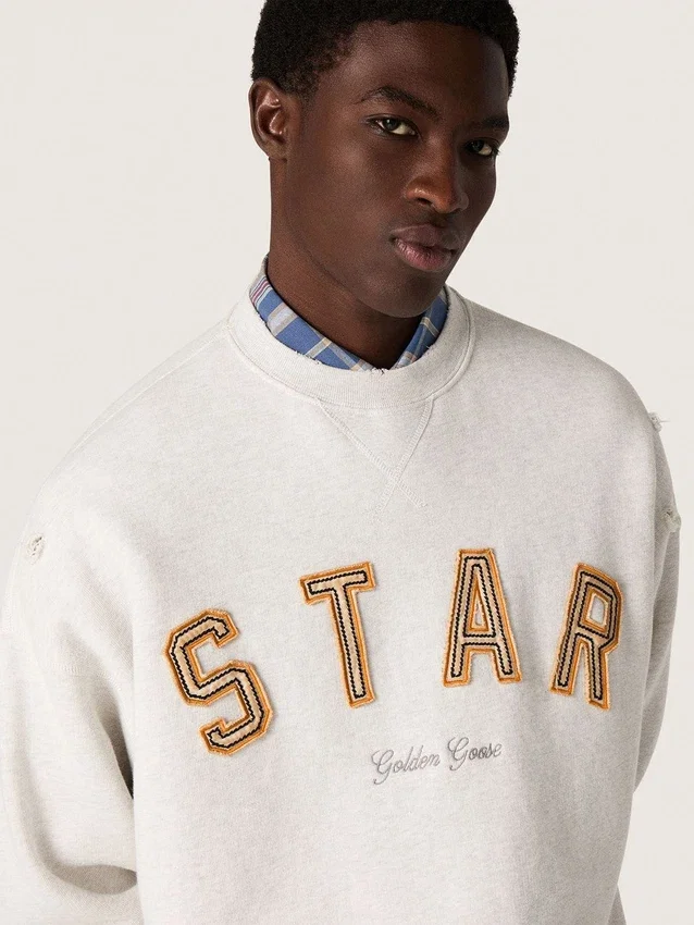 Sudadera unisex «Star» de algodón gris jaspeado con el bordado «Star»