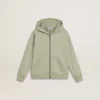Sudadera verde claro con cierre de cremallera
