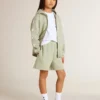 Sudadera verde claro con cierre de cremallera