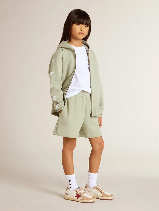 Sudadera verde claro con cierre de cremallera