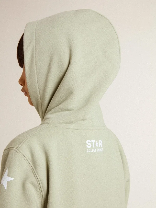 Sudadera verde claro con cierre de cremallera