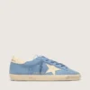 Super-Star en ante azul claro con estrella y lengüeta del talón de piel beige