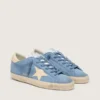 Super-Star en ante azul claro con estrella y lengüeta del talón de piel beige