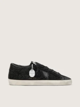 Super-Star en ante negro con cristales Swarovski y estrella de ante negro