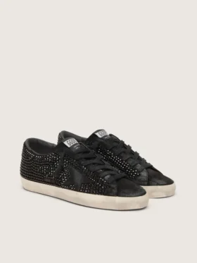 Super-Star en ante negro con cristales Swarovski y estrella de ante negro