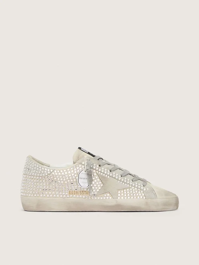 Super-Star en nubuck con cristales Swarovski y estrella de ante gris hielo