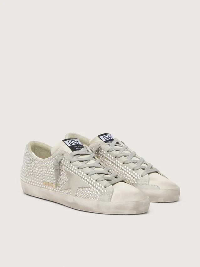 Super-Star en nubuck con cristales Swarovski y estrella de ante gris hielo