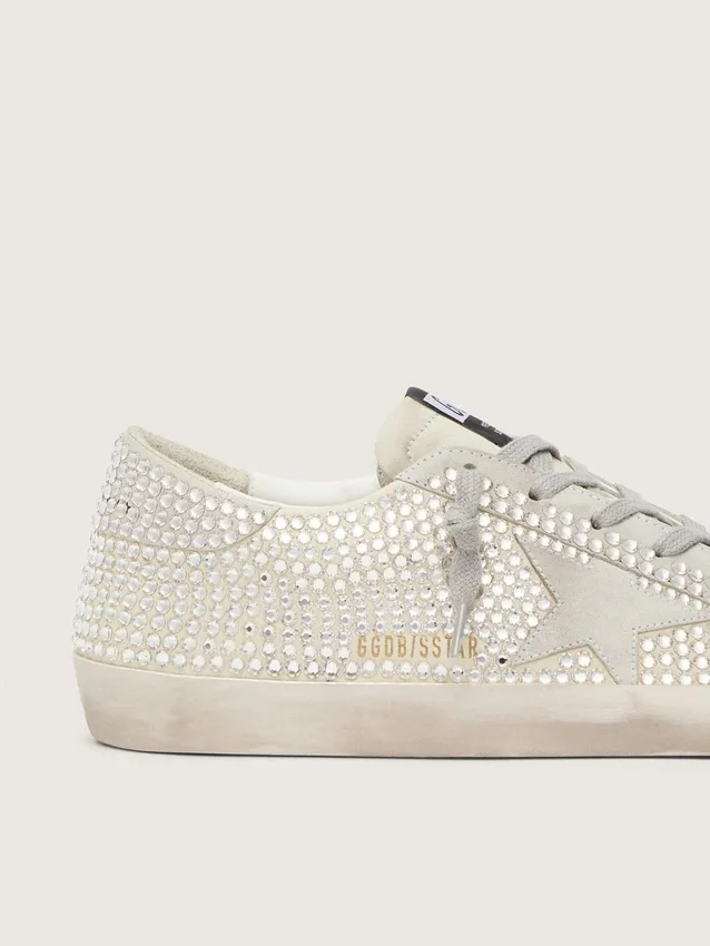 Super-Star en nubuck con cristales Swarovski y estrella de ante gris hielo