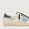 Super-Star en piel napa con estrella de ante azul claro y lengüeta del talón de piel gris