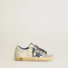 Super-Star Junior con estrella de cuero azul e inserciones de ante gris hielo