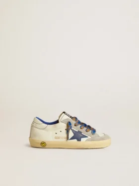 Super-Star Junior con estrella de cuero azul e inserciones de ante gris hielo