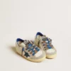 Super-Star Junior con estrella de cuero azul e inserciones de ante gris hielo