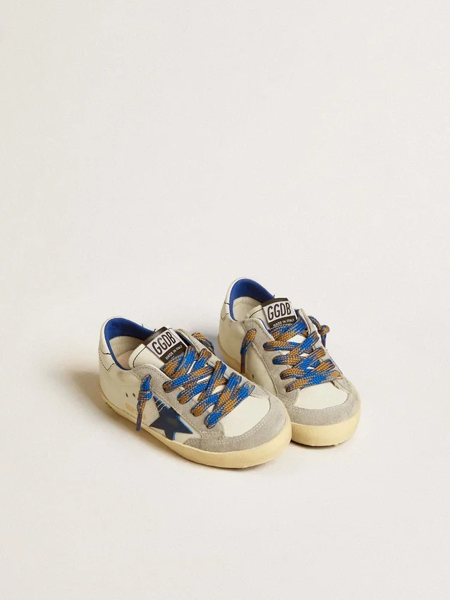 Super-Star Junior con estrella de cuero azul e inserciones de ante gris hielo