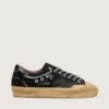 Super-Star LAB para mujer en ante laminado negro y nailon, con estrella en relieve y cordones con cristales